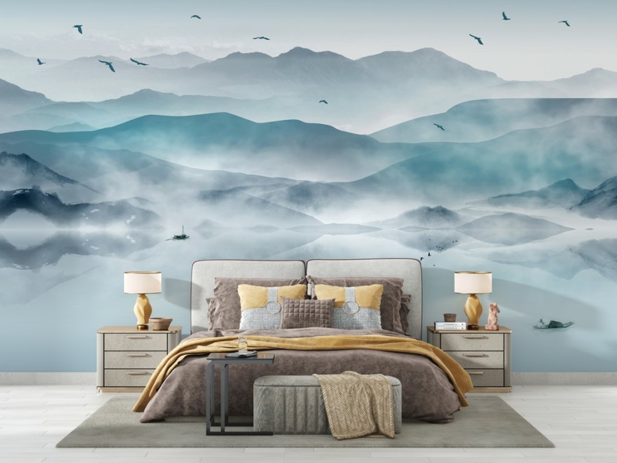 Fototapeta z pasmem górskim we mgle Bezkresny Błękit - główne zdjęcie produktu