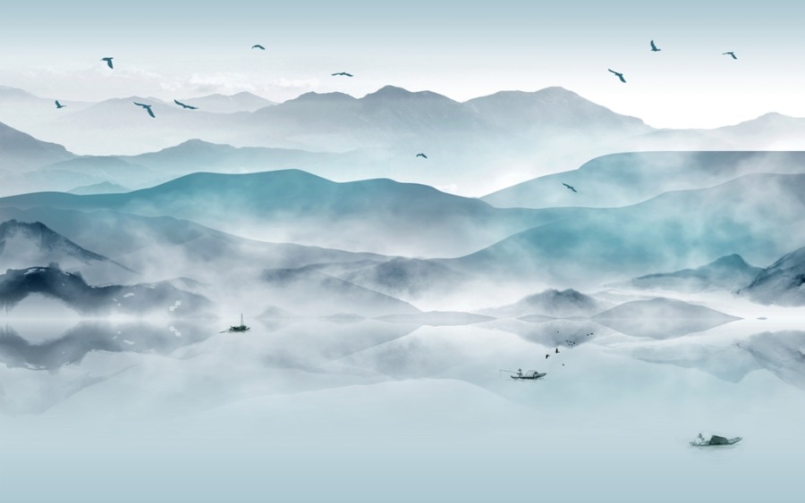 Fototapeta z pasmem górskim we mgle Bezkresny Błękit - zdjęcie numer 2