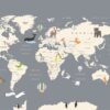 Fototapeta z rozmieszczeniem zwierząt na kontynentach Mapa Świata Dla Dzieci - zdjęcie numer 2