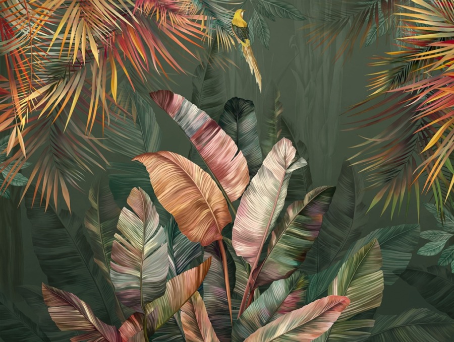 Fototapeta z motywem roślinnym w żywych barwach Kolorowe Tropikalne Liście - zdjęcie numer 2