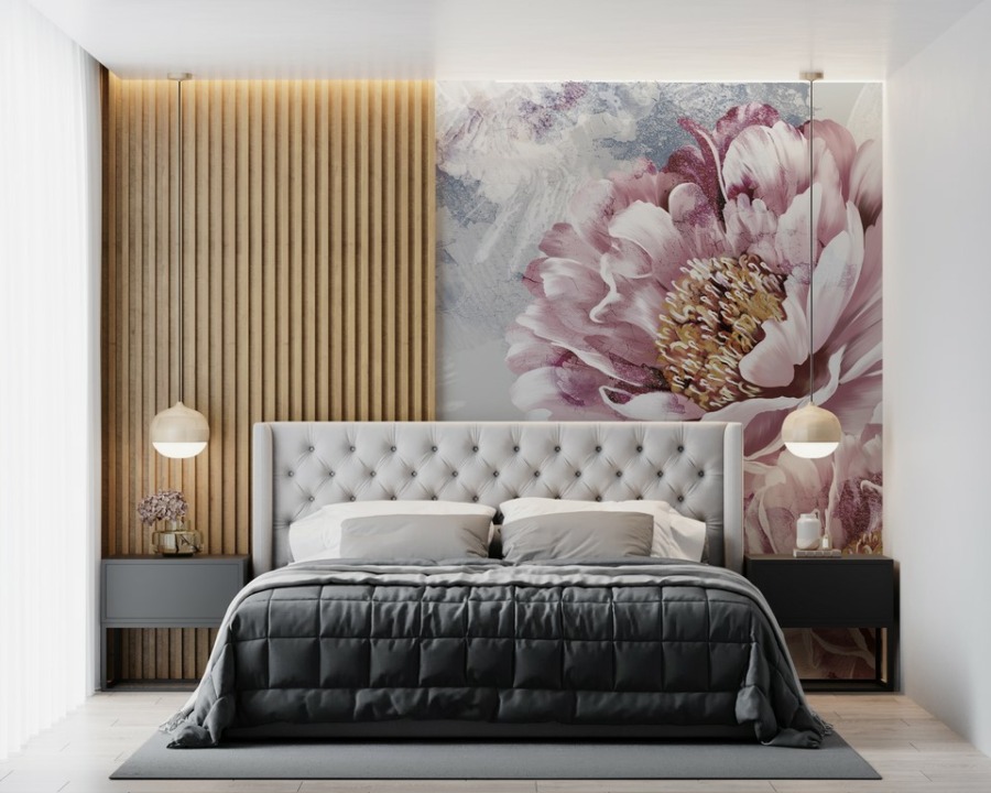 Fototapeta z ogromnym kwiatem Róż Płatków Piwonii do sypialni - główne zdjęcie produktu