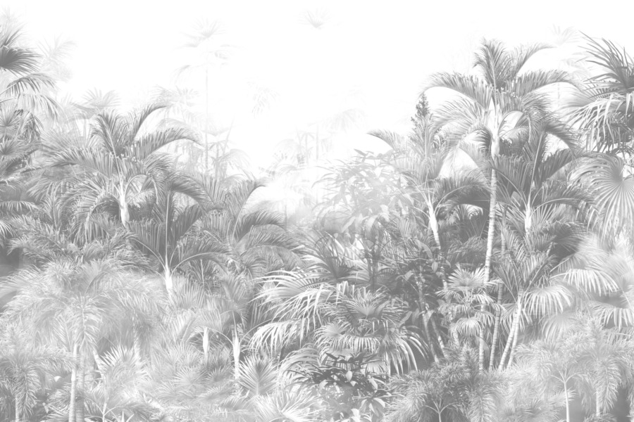 Fototapeta z motywem tropików w jednobarwnej tonacji Szara Gęsta Dżungla - zdjęcie numer 2