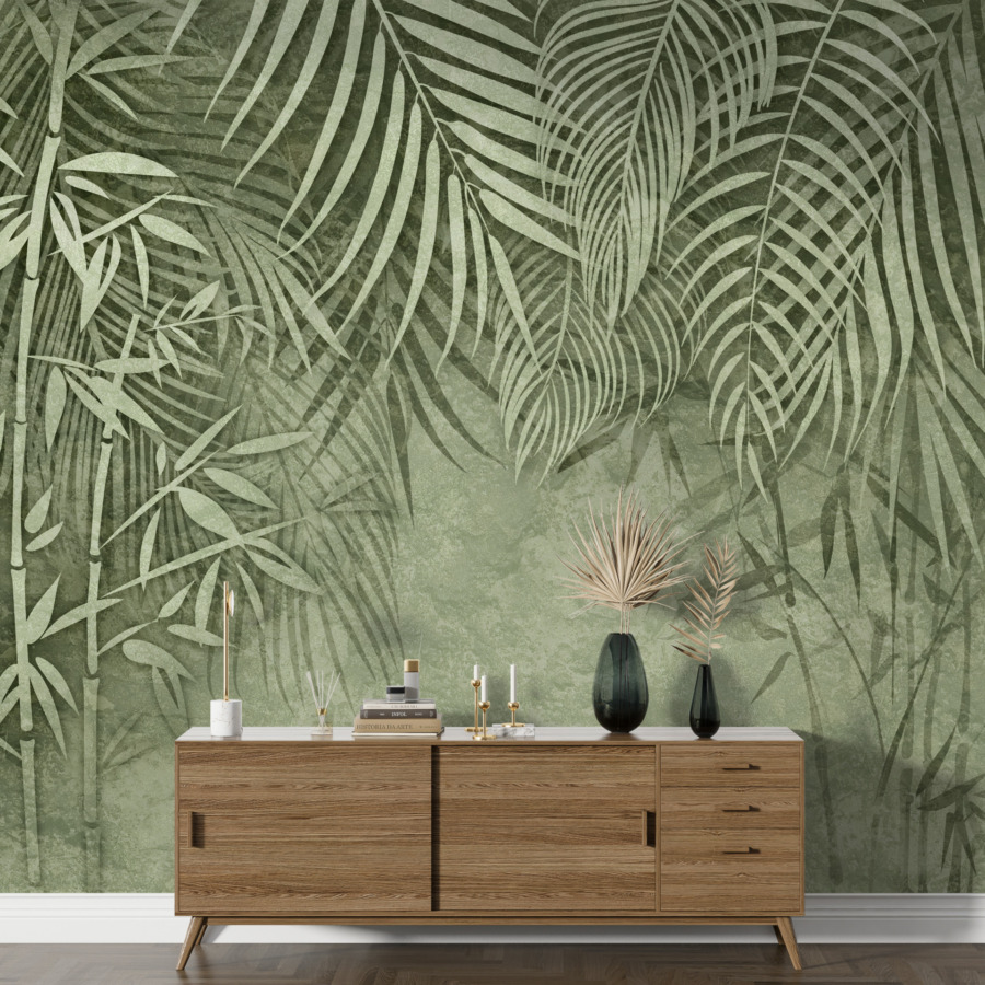 Fototapeta w odcieniach tropikalnej zieleni Zielony Bambus - główne zdjęcie produktu
