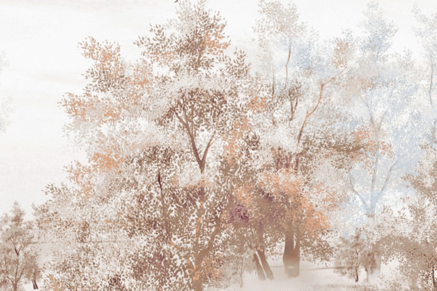 Fototapeta z motywem roślinnym w odcieniach brązu i szarości Drzewa Liściaste w Brązach - zdjęcie numer 2