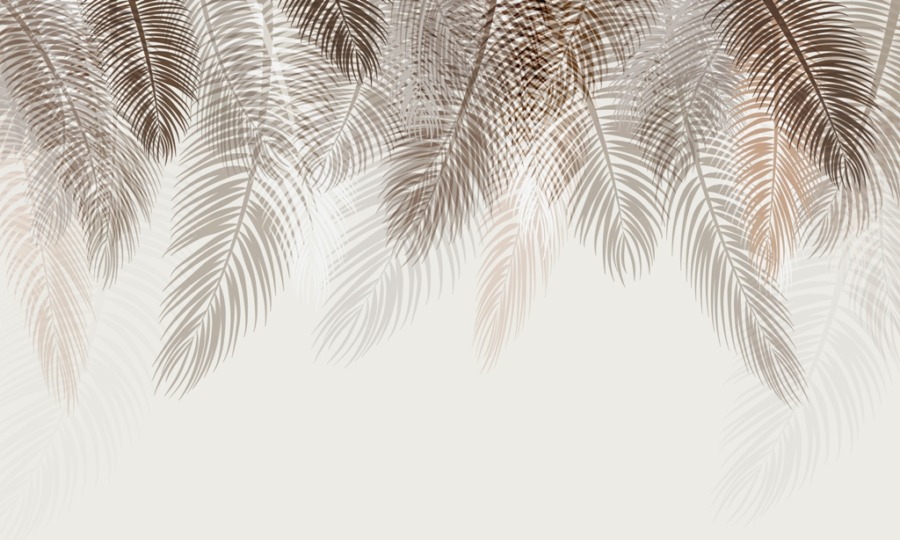 Fototapeta z grafiką liści palmy wąskolistnej w stonowanych kolorach Brązowe Liście - zdjęcie numer 2