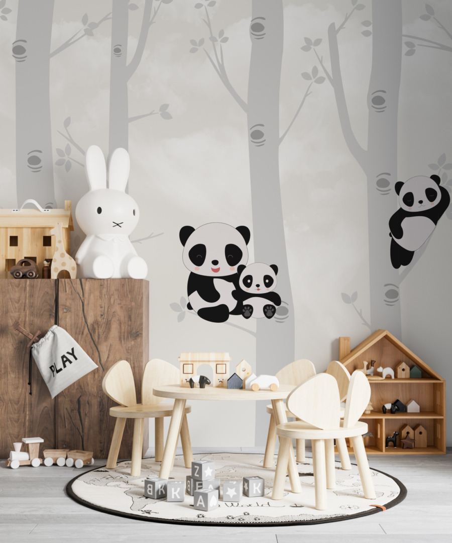 Fototapeta do pokoju dziecięcego w łagodnej, stonowanej kolorystyce Misie Koala Na Drzewach - główne zdjęcia produktu