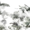 Fototapeta w stylu skandynawskim z tropikalną dżunglą w odcieniach szarości Wierzchołki Palm Za Mgłą - zdjęcie numer 2