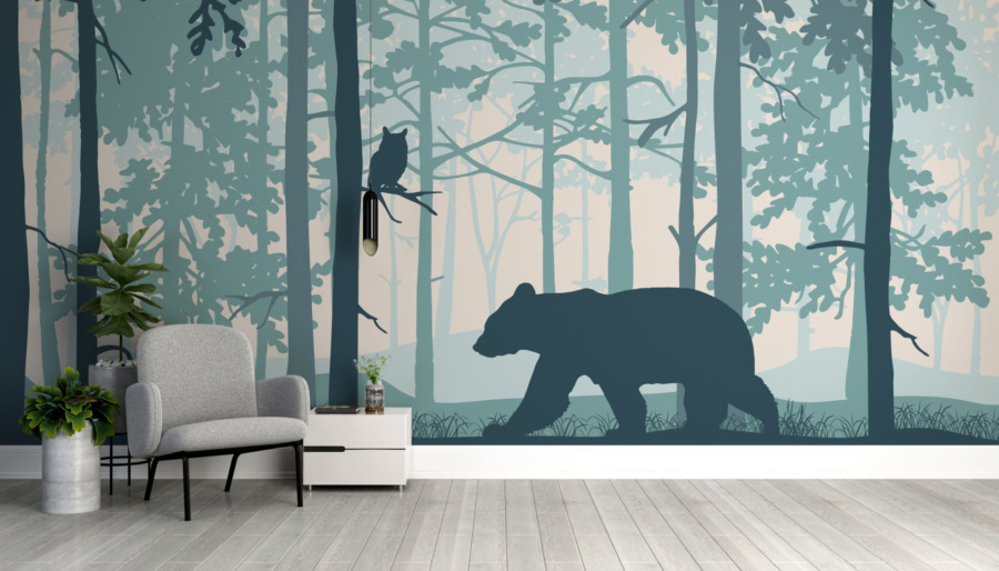 Fototapeta w formacie 3D z leśnym motywem Niedźwiedź w Niebieskim Lesie - główne zdjęcie produktu