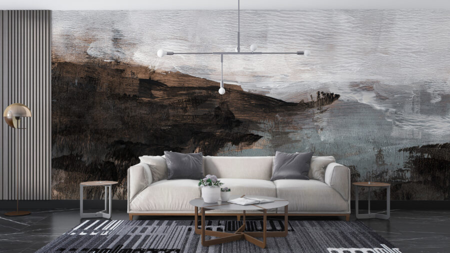 Fototapeta malowana akwarelą z wyraźną teksturą Mgła w Dolinie - główne zdjęcie produktu
