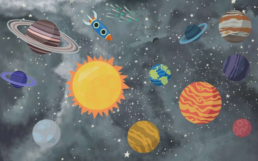 Fototapeta z planetami w wesołych barwach dla dzieci Kolorowy Kosmos - zdjęcie numer 2