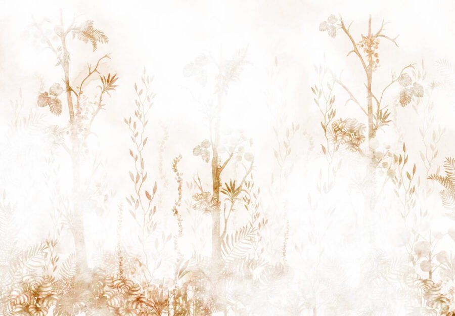 Fototapeta jesiennego lasu spowitego w gęstej mgle Brąz i Biel - zdjęcie numer 2