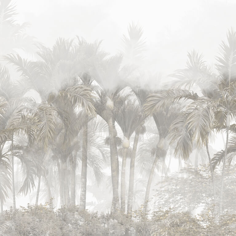 Fototapeta w odcieniach szarości z egzotyczną dżunglą Mgliste Tropiki - zdjęcie numer 2