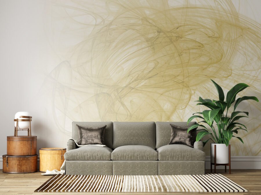 Fototapeta minimalistyczna, dwubarwna, w spokojnej tonacji i abstrakcyjnej formie Żółty Dym - główne zdjęcie produktu