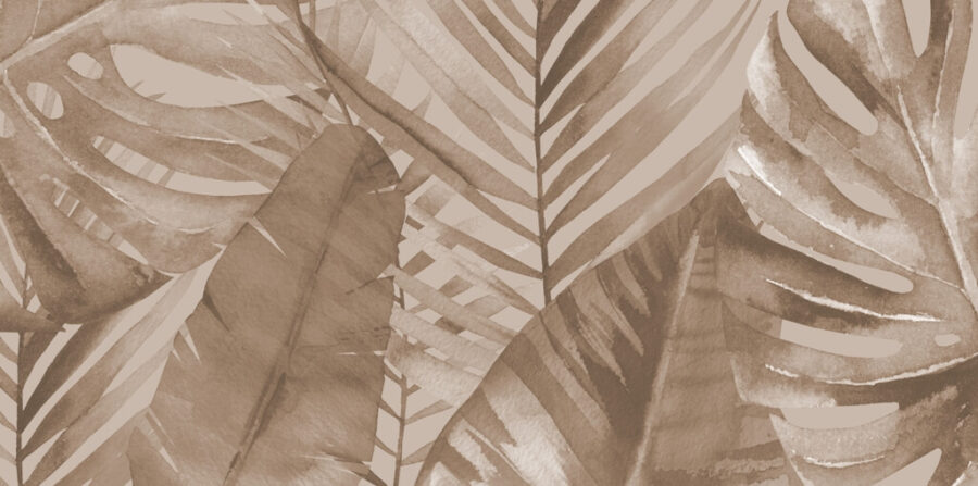 Fototapeta w ciepłych odcieniach brązu z motywem tropikalnym idealna do eleganckiego wnętrza Brązowe Liście Palmowe - zdjęcie numer 2