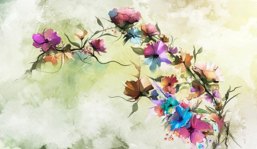 Fototapeta z motywem kolorowych dzikich kwiatów w różnorodnych kolorach Ukwiecona Łąka - zdjęcie numer 2