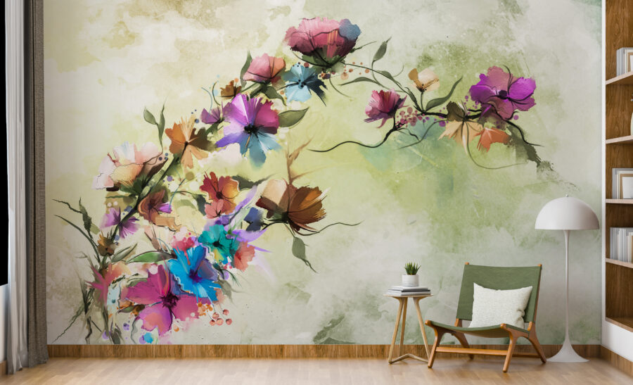 Fototapeta z motywem kolorowych dzikich kwiatów w różnorodnych kolorach Ukwiecona Łąka - główne zdjęcie produktu