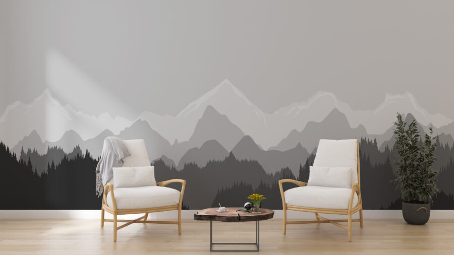 Fototapeta w formacie 3D i nowoczesnych odcieniach Góry w Szarościach - główne zdjęcie produktu