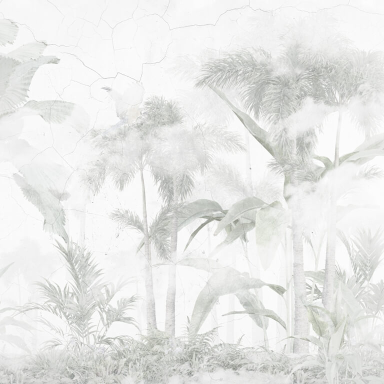 Fototapeta w odcieniach szarości z tropikalnym motywem Wyblakła Dżungla - zdjęcie numer 2