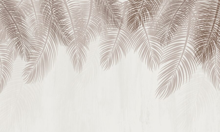 Fototapeta z minimalistycznym motywem liści w delikatnych odcieniach brązu Czekoladowe Liście Paproci - zdjęcie numer 2