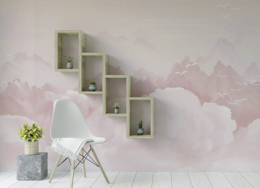 Fototapeta idealna do pokoju małej dziewczynki Chmury Różowe - główne zdjęcie produktu