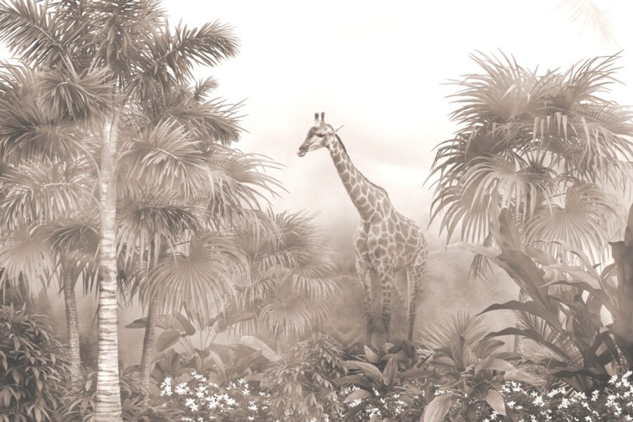 Fototapeta w egzotycznym klimacie w ciepłych kolorach sepii i beżu Portret Żyrafy - zdjęcie numer 2