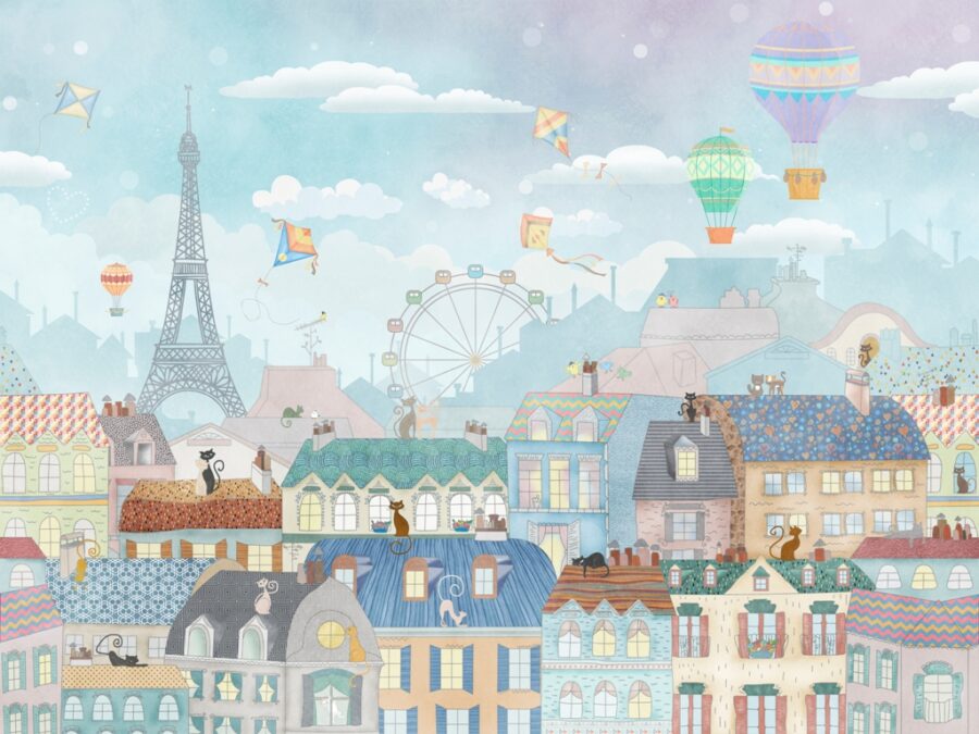 Kolorowa fototapeta z panoramą stolicy Francji, ciekawa propozycja dla miłośników podróży i miasta nad Sekwaną Kolorowy Paryż - zdjęcie numer 2