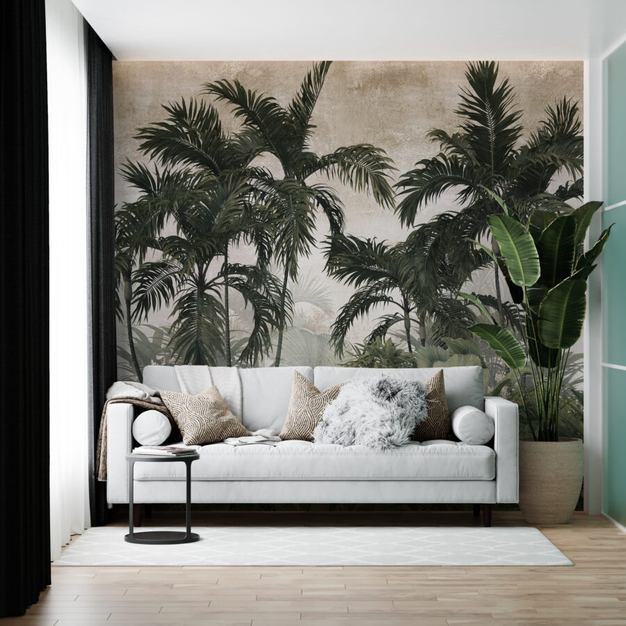 Fototapeta z palmami przywołująca gorące wakacje na wyspach Zielona Egzotyka - główne zdjęcie produktu