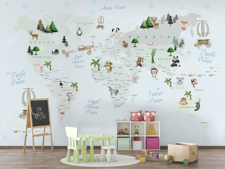 Fototapeta Mapa Świata Błękitna