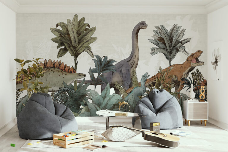 Fototapeta Dinozaury wśród Palm