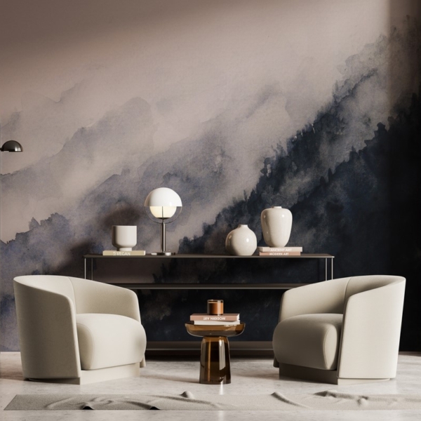 Fototapeta Akwarelowy Las za Mgłą