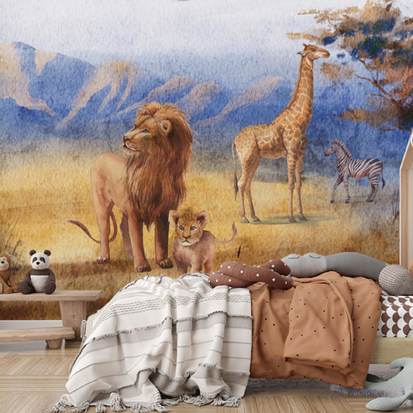 Fototapeta Afrykańskie Zwierzęta w Stylu Akwareli