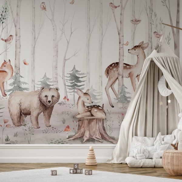 Fototapeta Leśne Zwierzęta w Delikatnym Krajobrazie