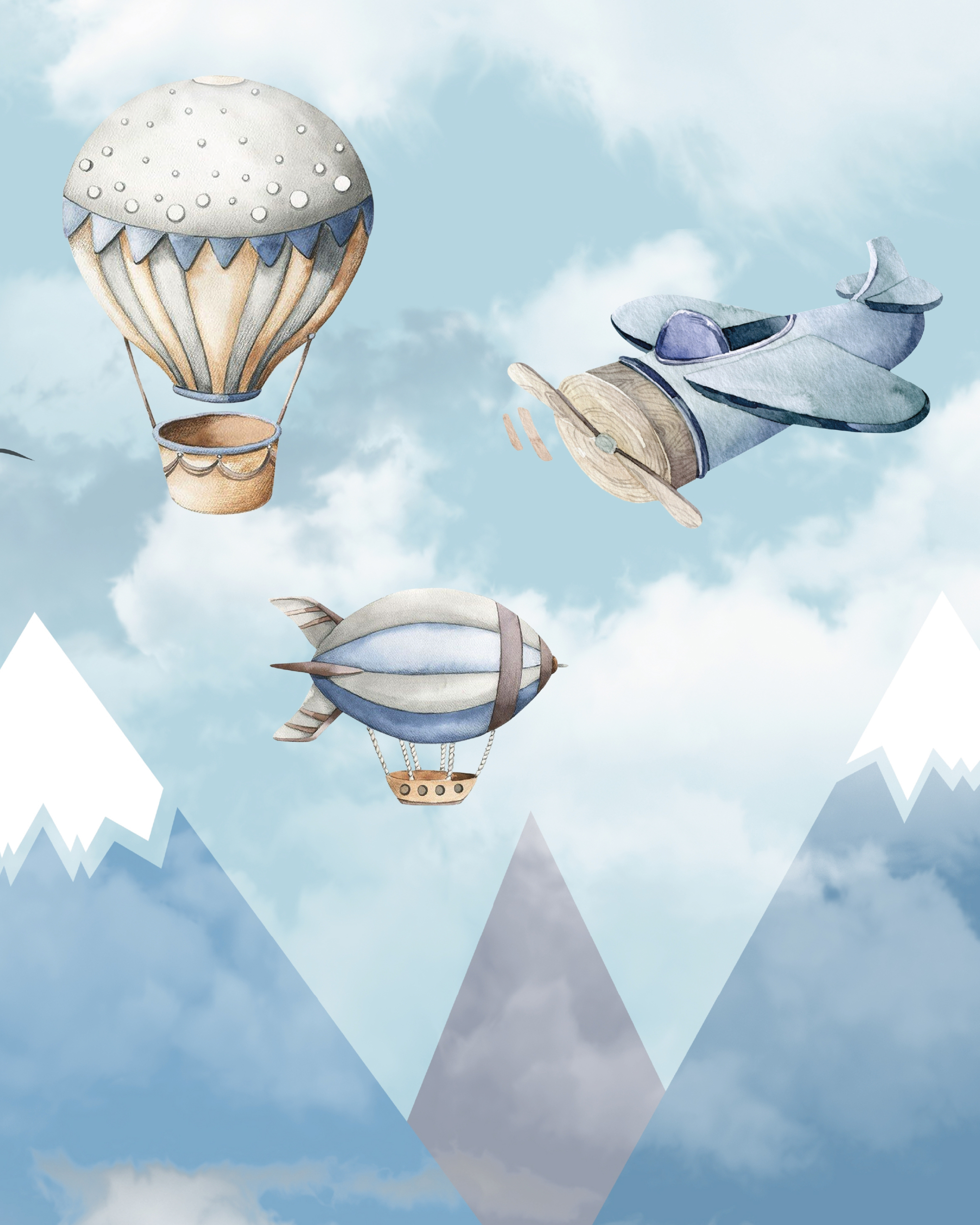 Plakat Niebieskie Balony i Samolot