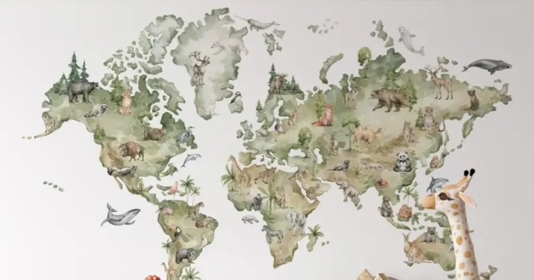 Przeczytaj więcej o artykule Fototapeta Mapa Świata – pomysł na dekorację pokoju dziecka