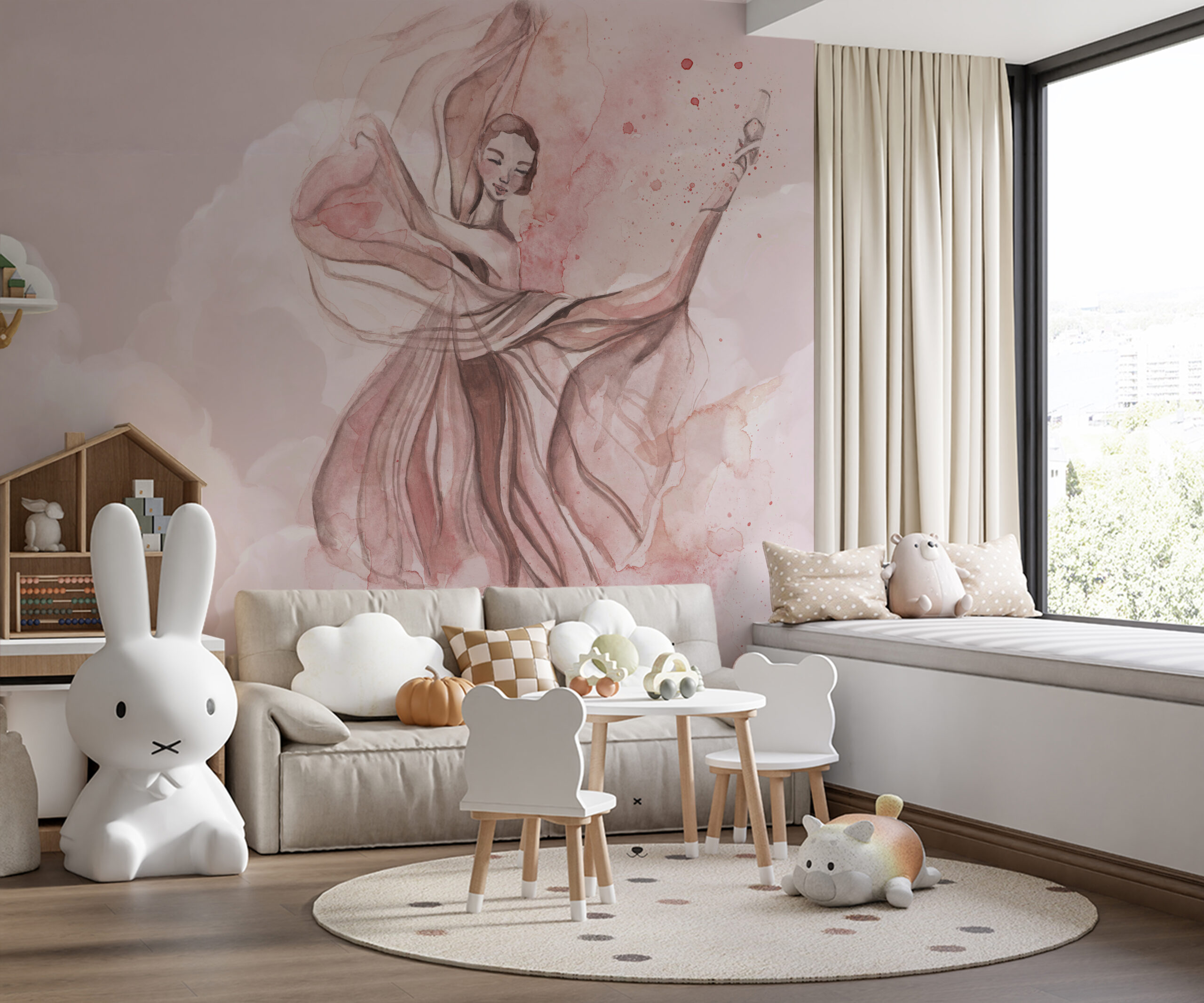 Fototapeta Pastelowa Balerina w Chmurach