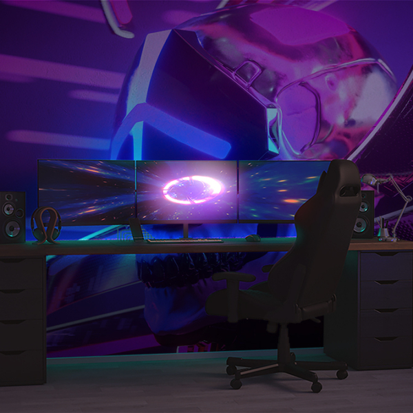 Fototapeta Neonowa Czaszka Cyberpunk