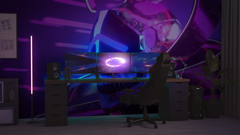 Fototapeta Neonowa Czaszka Cyberpunk