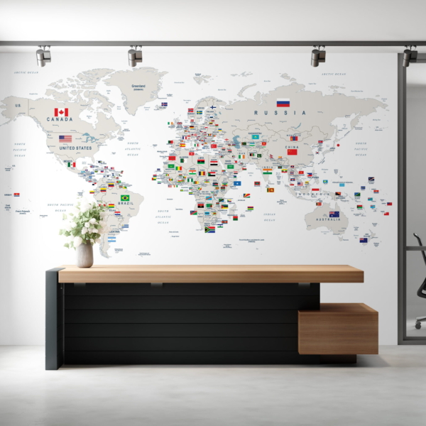Fototapeta Mapa Świata Z Flagami