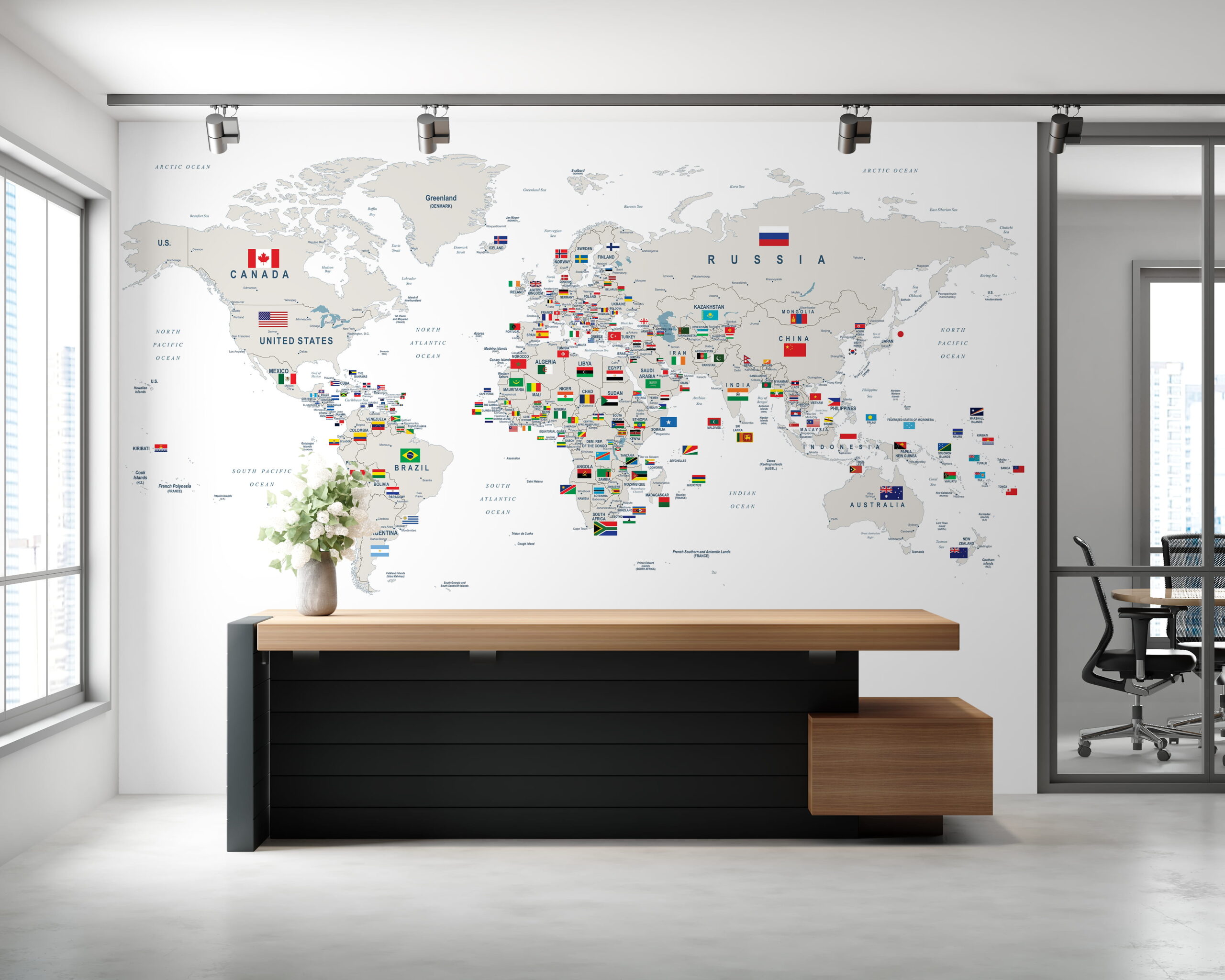 Fototapeta Mapa Świata Z Flagami