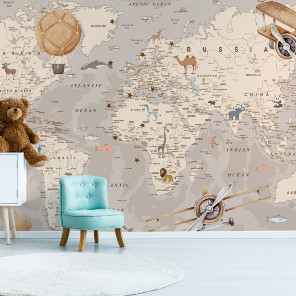 Fototapeta Mapa Świata Dziecięca Retro