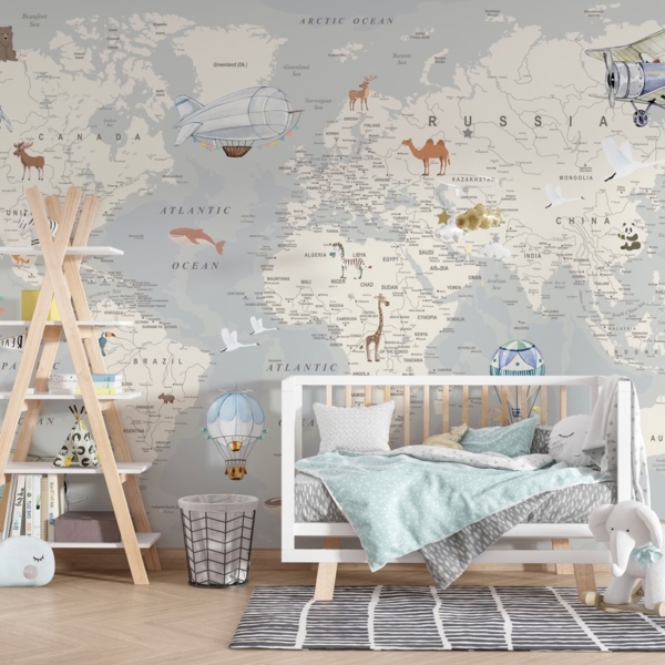Fototapeta Mapa Świata w Jasnych Odcieniach