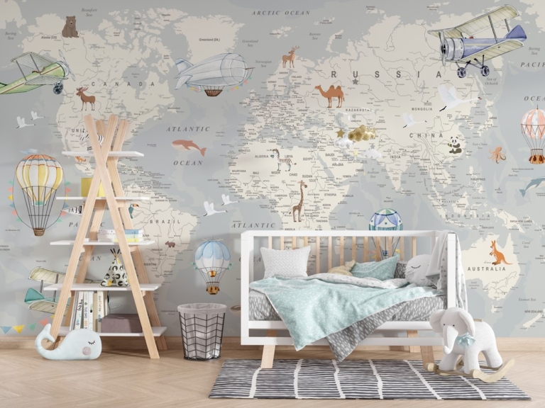 Fototapeta Mapa Świata w Jasnych Odcieniach