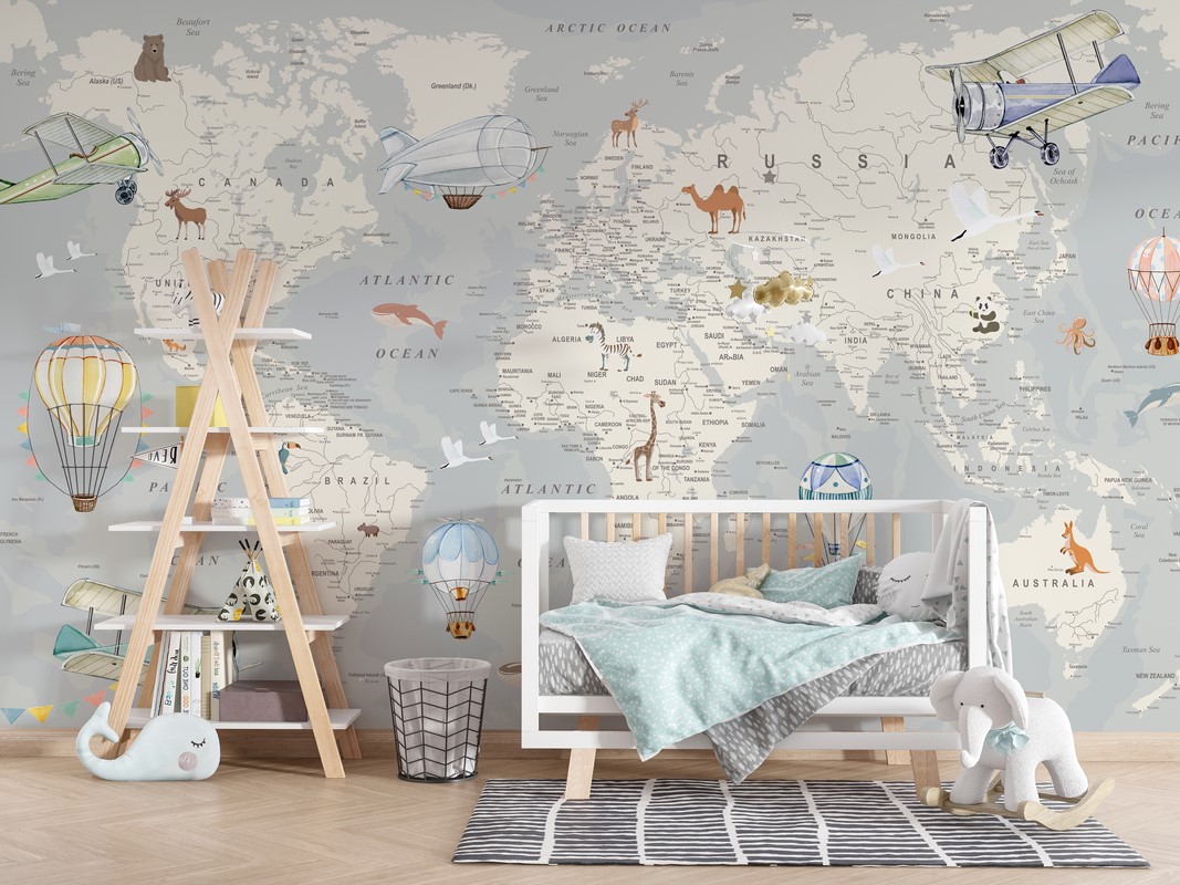 Fototapeta Mapa Świata w Jasnych Odcieniach
