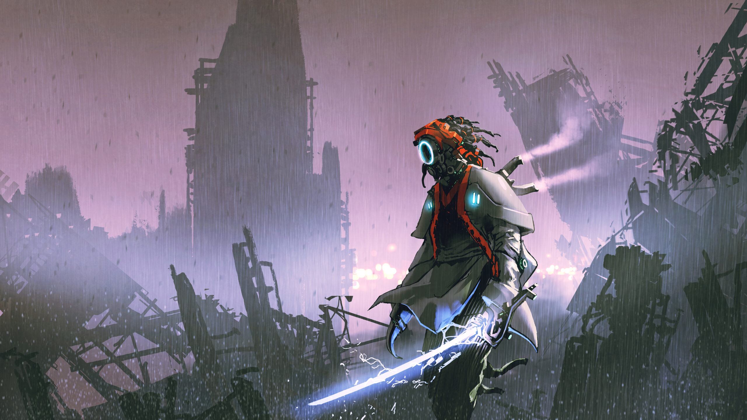 futuristic pirate in the apocalyptic world
