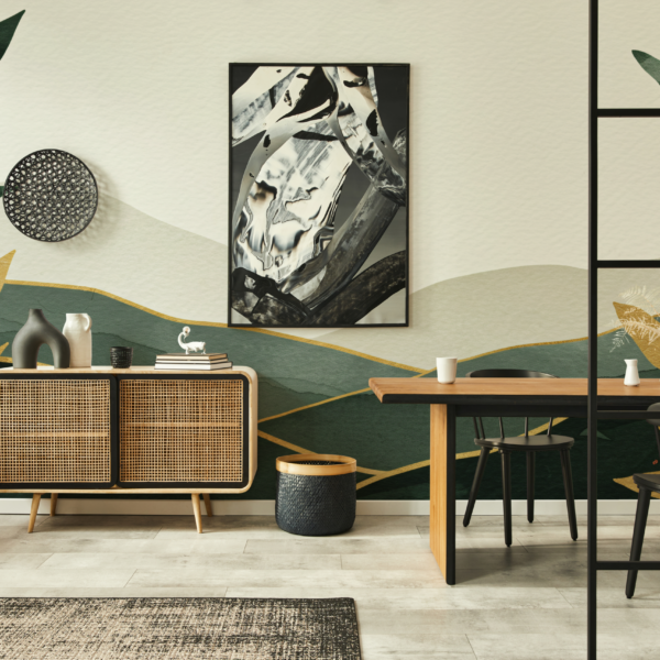 Fototapeta Geometryczne liście i góry
