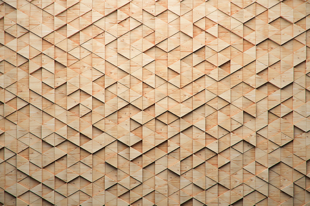 Wood triangular Abstract polygonal background from wooden, 3d re