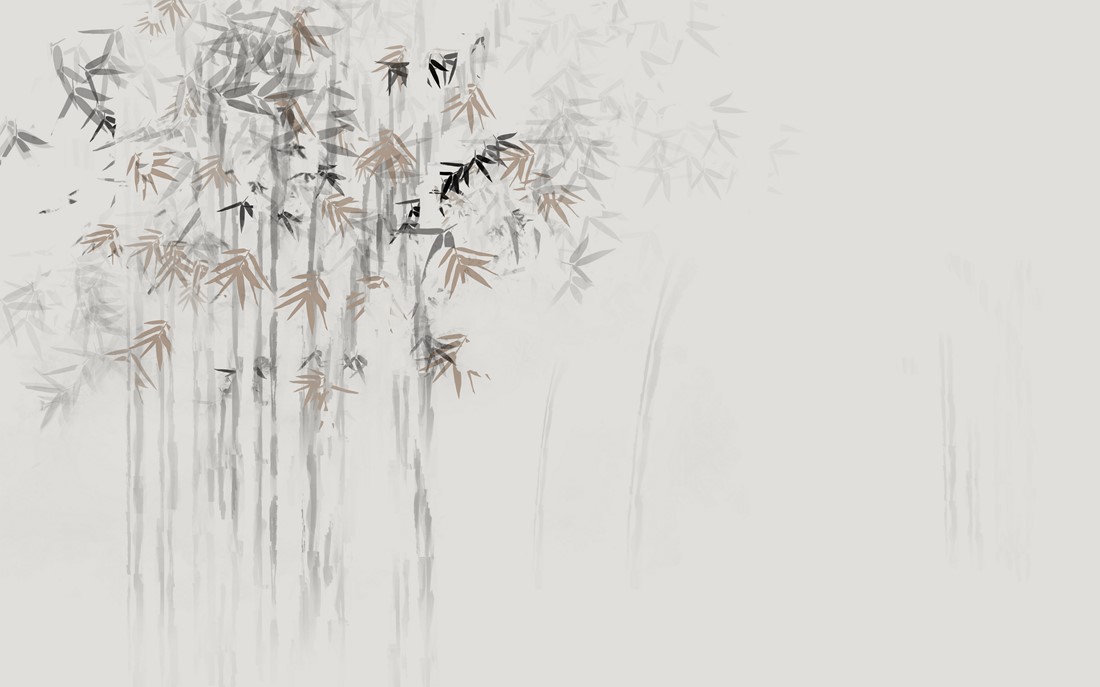 Watercolor,Bamboo,In,A,Gray,Fog