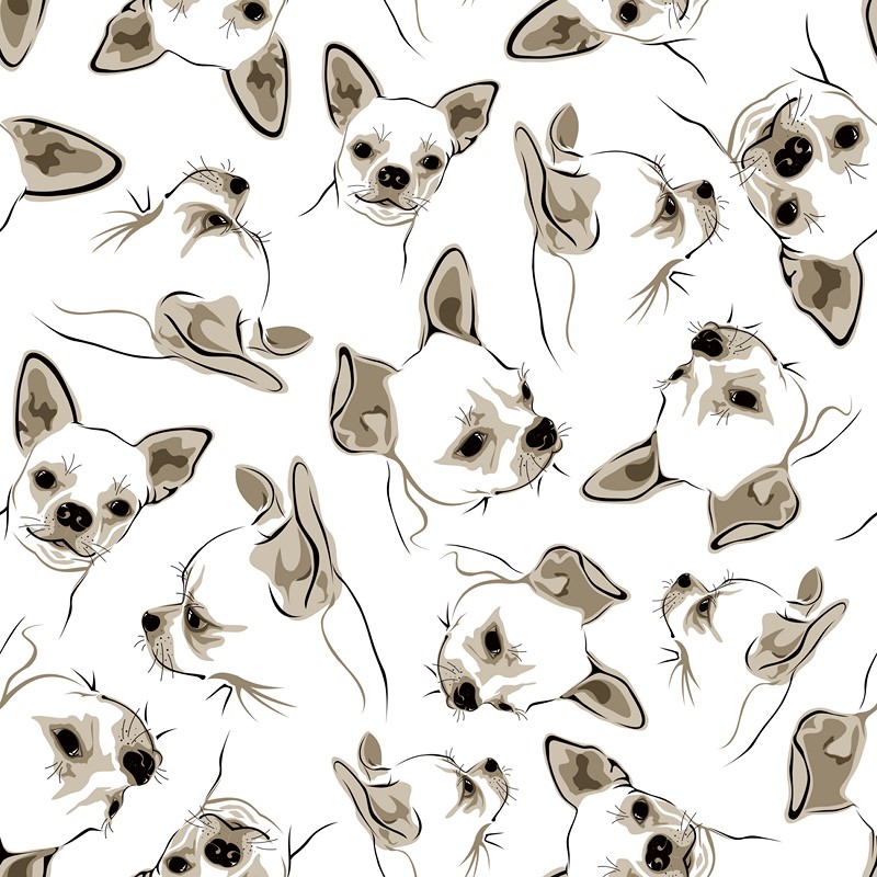 SEAMLESS PATTERN WITH CHIHUAHUA ON WHITE BACKGROUND