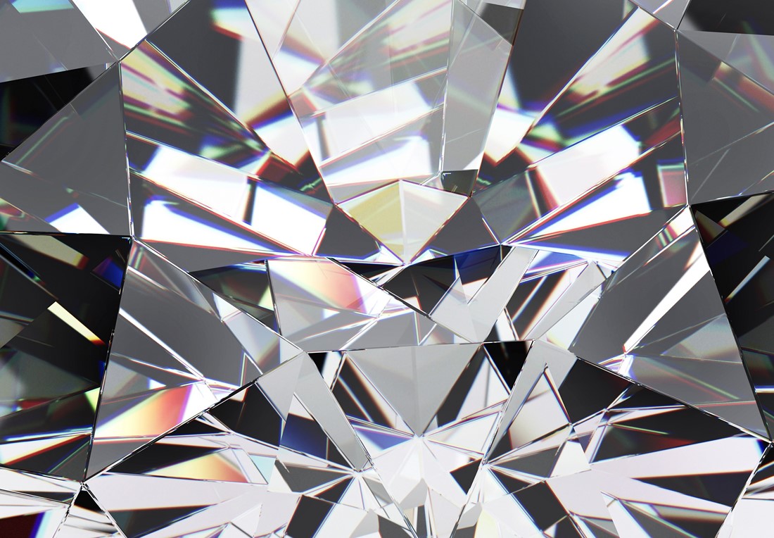 Diamond,Texture,Closeup,And,Kaleidoscope.,Top,View,Of,Round,Gemstone