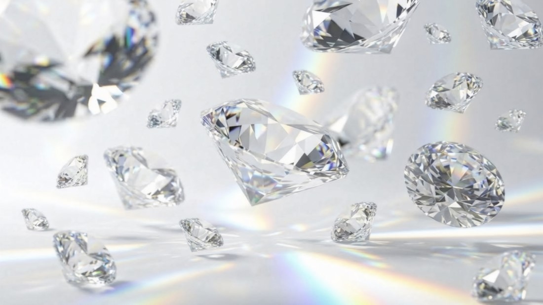 Falling,Luxury,Diamonds,With,Rainbow,Light,Refraction,-,3d,Abstract
